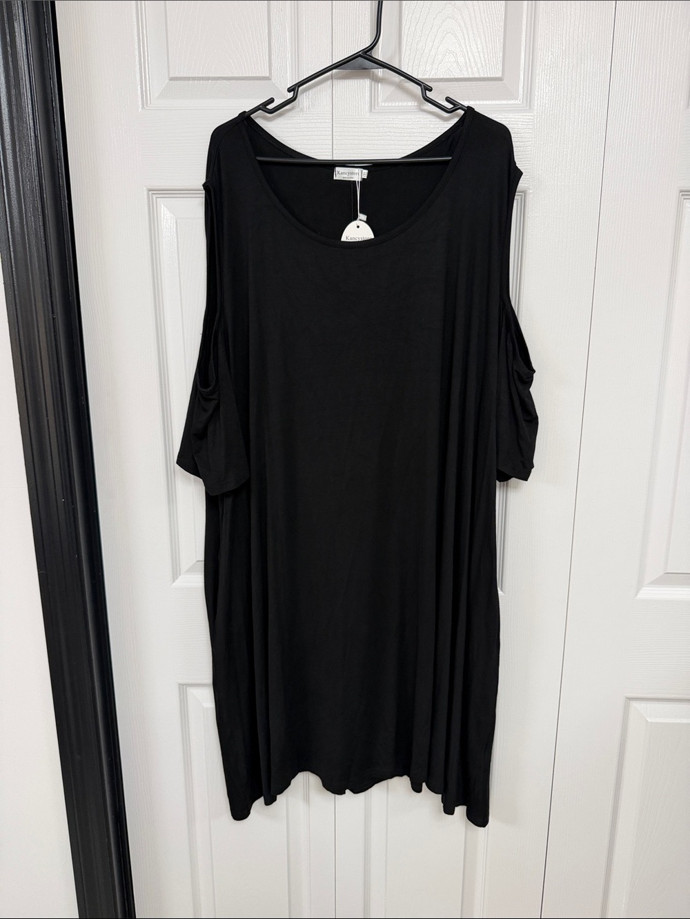 Black Cold-Shoulder Swing Dress